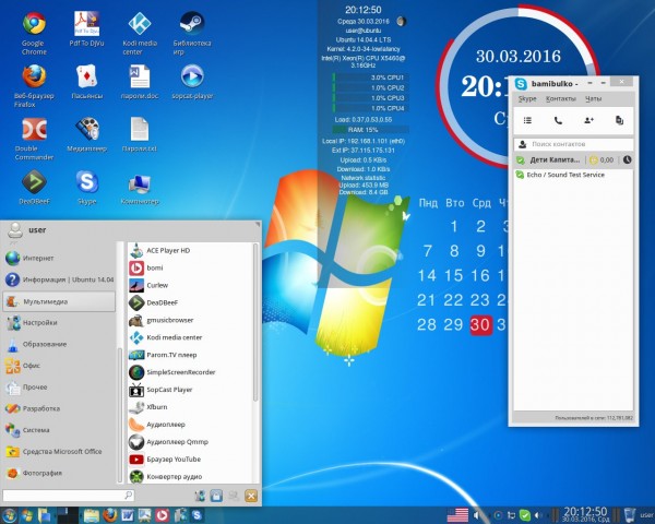 Ubuntu 14.04.4 LTS XFCE x64 Style Windows 7