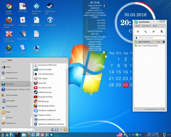 Ubuntu 14.04.4 LTS XFCE x64 Style Windows 7